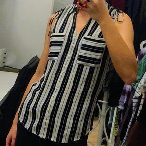 Express Striped Sleeveless Blouse, Size XS (Slim)